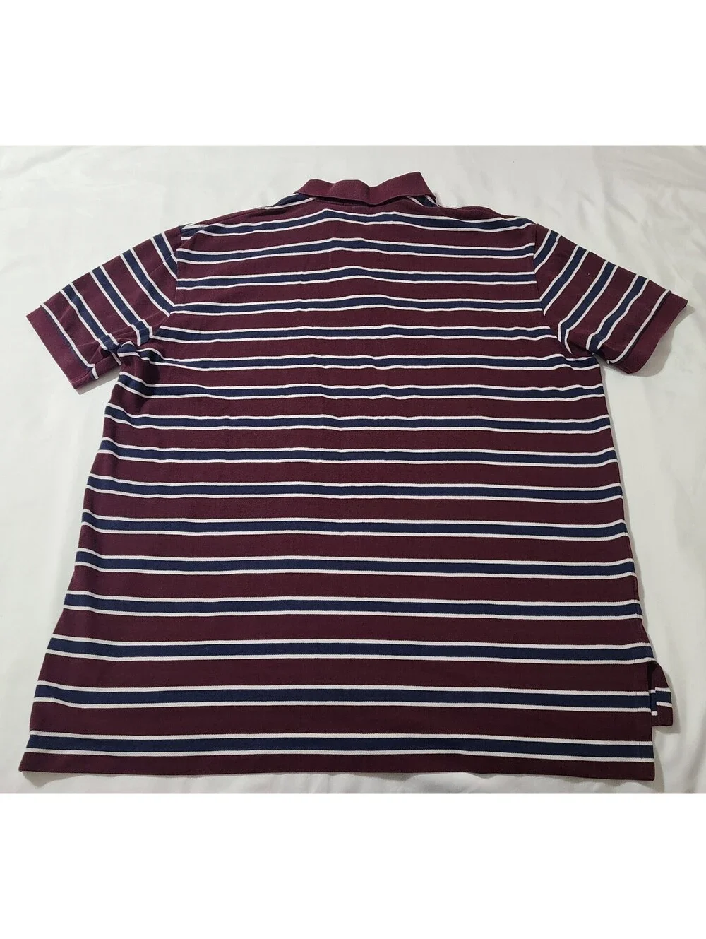 Ralph Lauren Polo SS Shirt  Mens Size 2XL Maroon Navy Striped  Embroidered Pony